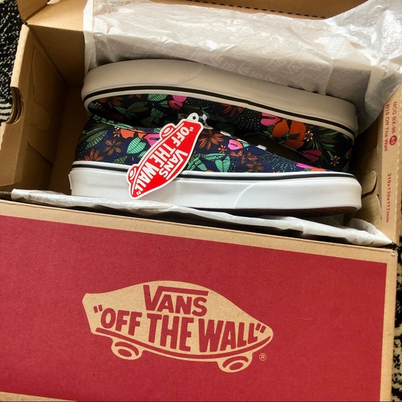 Vans Authentic Multi Tropic & True White Skate Shoe Navy Floral tropical - Picture 6 of 11